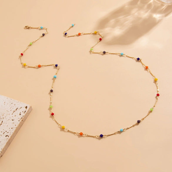 Wholesale Jewelry Tassel Y Clavicle Chain Necklace Women's Simple Multi Layer Inlaid Artificial Crystal Alloy With Geometric Pattern Electroplated