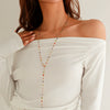Wholesale Jewelry Tassel Y Clavicle Chain Necklace Women's Simple Multi Layer Inlaid Artificial Crystal Alloy With Geometric Pattern Electroplated