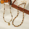 Wholesale Jewelry Tiger Eye Stone And Egg Stone On Titanium Steel Geometric Vintage Handmade Clavicle Chain Necklace For Women