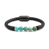 Wholesale Jewelry Tiger Eye Stone Beaded Bracelet Titanium Steel Magnetic Buckle Leather Rope Geometric Handmade Unisex