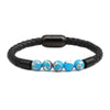 Wholesale Jewelry Tiger Eye Stone Beaded Bracelet Titanium Steel Magnetic Buckle Leather Rope Geometric Handmade Unisex