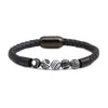 Wholesale Jewelry Tiger Eye Stone Beaded Bracelet Titanium Steel Magnetic Buckle Leather Rope Geometric Handmade Unisex