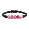 Wholesale Jewelry Tiger Eye Stone Beaded Bracelet Titanium Steel Magnetic Buckle Leather Rope Geometric Handmade Unisex