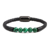 Wholesale Jewelry Tiger Eye Stone Beaded Bracelet Titanium Steel Magnetic Buckle Leather Rope Geometric Handmade Unisex