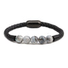 Wholesale Jewelry Tiger Eye Stone Beaded Bracelet Titanium Steel Magnetic Buckle Leather Rope Geometric Handmade Unisex