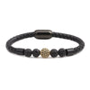 Wholesale Jewelry Tiger Eye Stone Beaded Bracelet Titanium Steel Magnetic Buckle Leather Rope Geometric Handmade Unisex