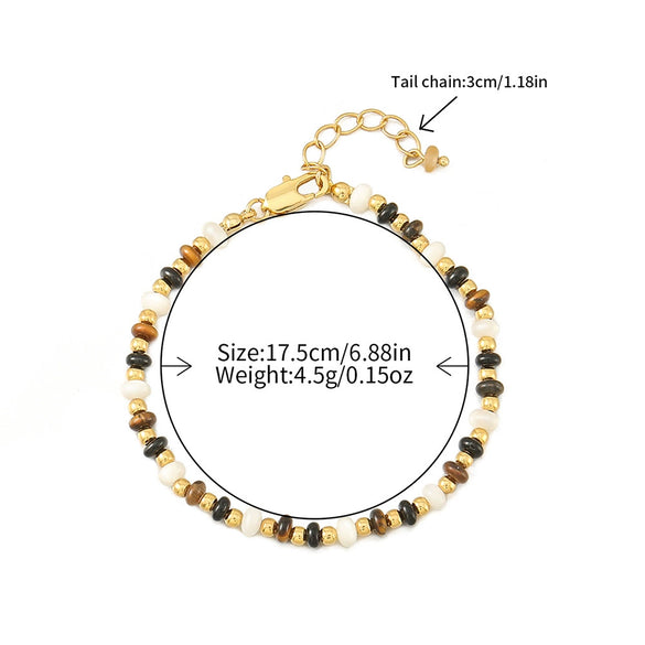 Wholesale Jewelry Tiger Eye Stone Shell Black Agate Copper Geometric Vintage Handmade Necklace Bracelet Clavicle Chain For Women