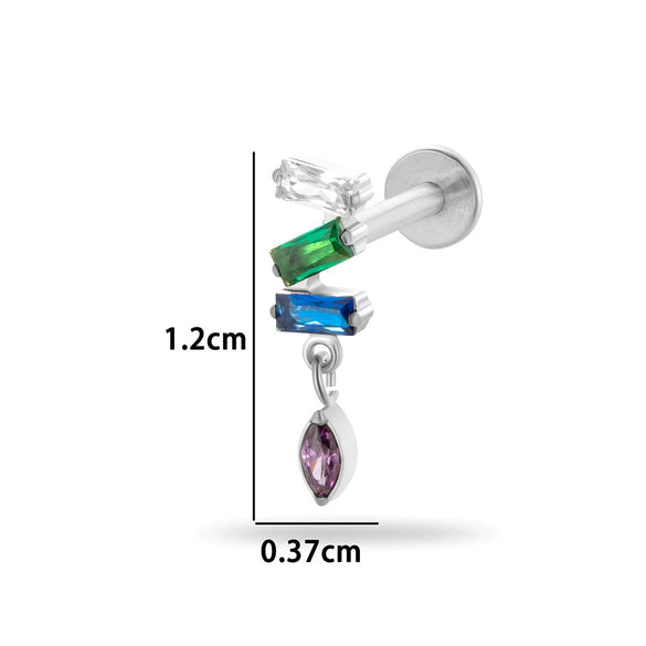 Wholesale Jewelry Titanium Alloy Geometric Electroplating Water Drop Pendant Ear Nail Puncture Jewelry Unisex