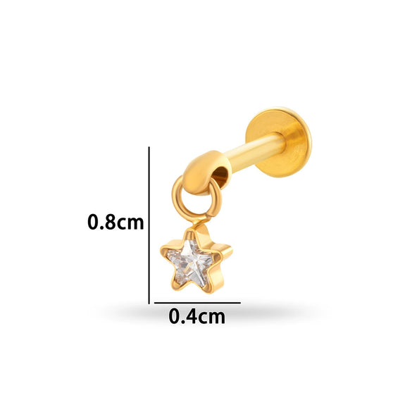 Wholesale Jewelry Titanium Alloy Geometric Electroplating Water Drop Pendant Ear Nail Puncture Jewelry Unisex