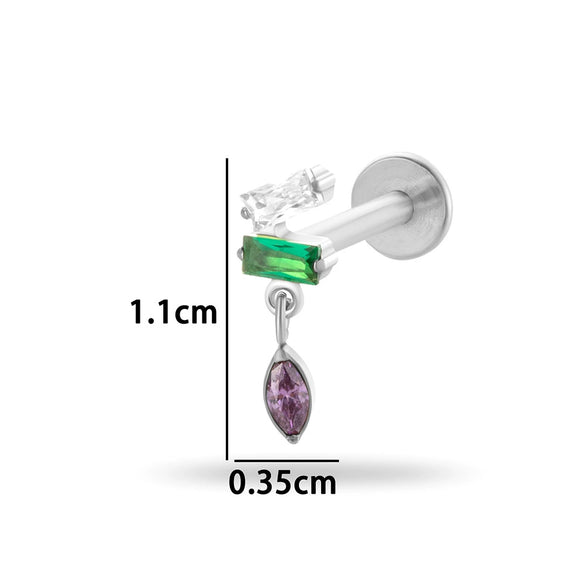 Wholesale Jewelry Titanium Alloy Geometric Electroplating Water Drop Pendant Ear Nail Puncture Jewelry Unisex