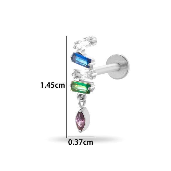Wholesale Jewelry Titanium Alloy Geometric Electroplating Water Drop Pendant Ear Nail Puncture Jewelry Unisex
