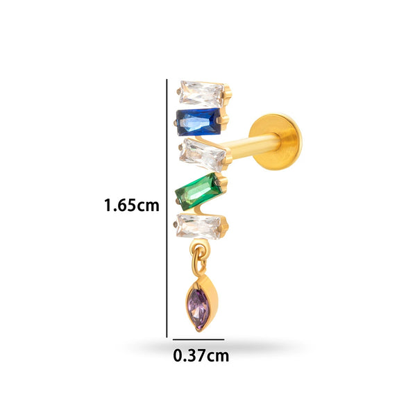 Wholesale Jewelry Titanium Alloy Geometric Electroplating Water Drop Pendant Ear Nail Puncture Jewelry Unisex