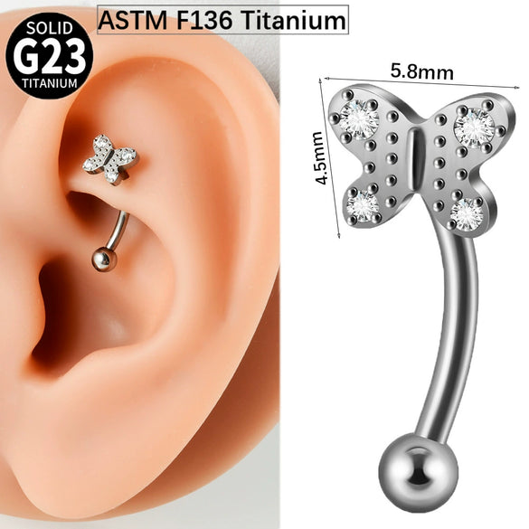 Wholesale Jewelry Titanium Heart Shape Diamond Earrings And Eyebrow Nails