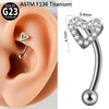 Wholesale Jewelry Titanium Heart Shape Diamond Earrings And Eyebrow Nails