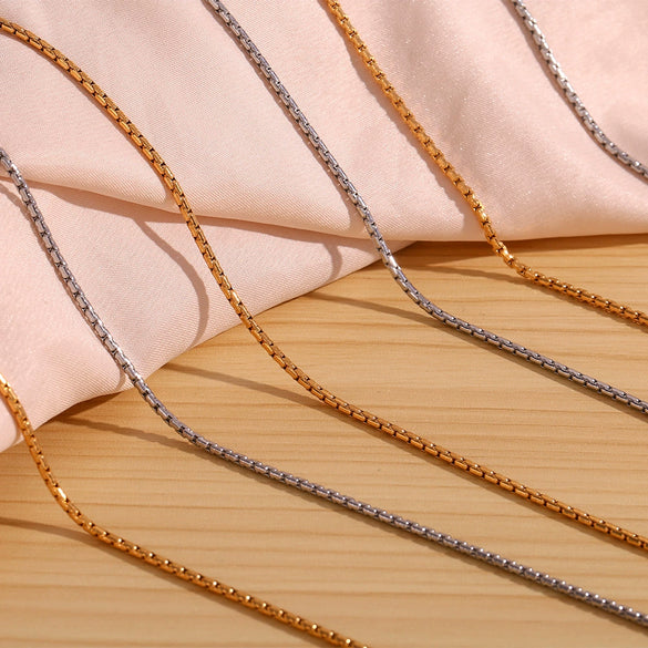 Wholesale Jewelry Titanium Steel And Stainless Steel Plain And Pearl Chain Bracelet And Necklace Waist Chain Geometric Style 18K Gold Plated