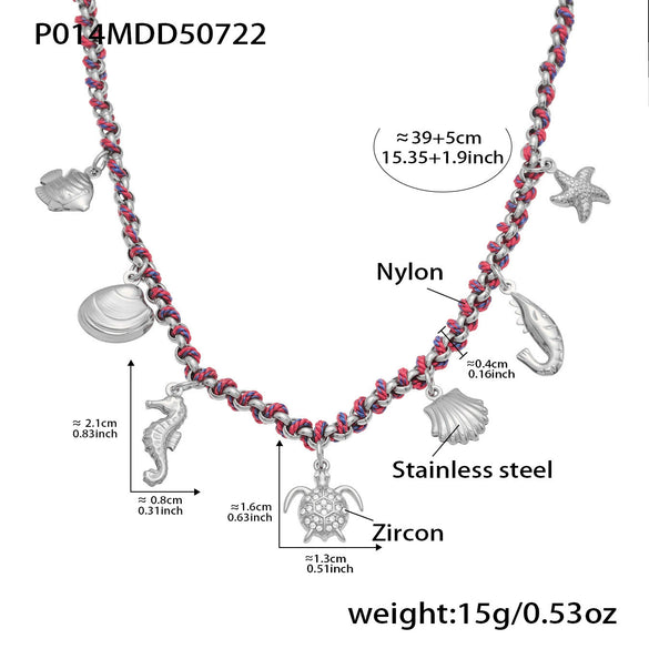 Wholesale Jewelry 316L Stainless Steel Animal Zodiac Geometric Style Electroplated Pendant Necklace