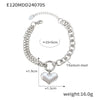 Wholesale Jewelry 316L Stainless Steel Asymmetric Chain Love Pendant Bracelet With Heart And Geometric Pattern Electroplating Unisex