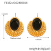 Wholesale Jewelry 316L Stainless Steel Black Agate Electroplated 18K Real Gold Heart And Geometric Style Earrings