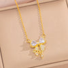 Wholesale Jewelry Titanium Steel Bow Zircon Clavicle Chain Necklace