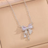 Wholesale Jewelry Titanium Steel Bow Zircon Clavicle Chain Necklace