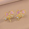 Wholesale Jewelry Titanium Steel Bow Zircon Clavicle Chain Necklace