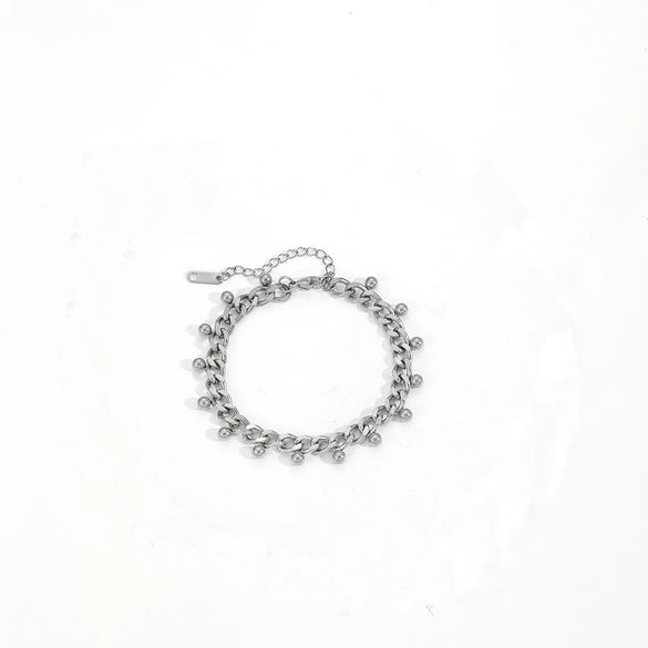Wholesale Jewelry Titanium Steel Box Chain Multiple Ball Pendant With Plants Flowers Pattern For Women