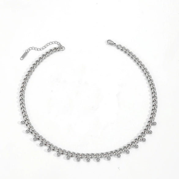Wholesale Jewelry Titanium Steel Box Chain Multiple Ball Pendant With Plants Flowers Pattern For Women