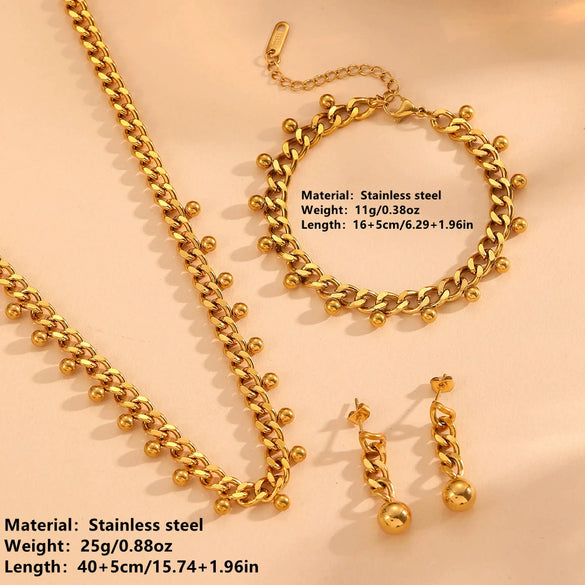 Wholesale Jewelry Titanium Steel Box Chain Multiple Ball Pendant With Plants Flowers Pattern For Women