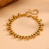 Wholesale Jewelry Titanium Steel Box Chain Multiple Ball Pendant With Plants Flowers Pattern For Women