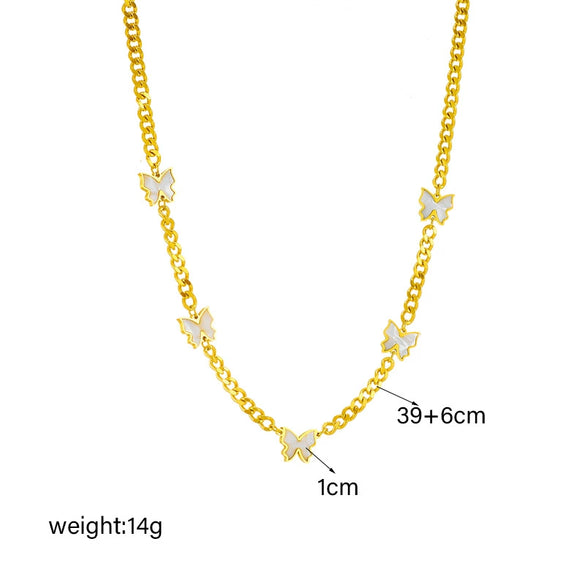 Wholesale Jewelry Titanium Steel Butterfly Chain Necklace Electroplated Animal Style