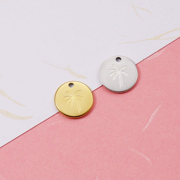 Wholesale Jewelry Titanium Steel Coconut Tree Pendant With Furnace Real Gold Electroplating Corrosion