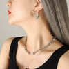 Wholesale Jewelry 316L Stainless Steel Copper Freshwater Pearl Inlaid Zircon Light Luxury Electroplating Women's Necklace Earrings