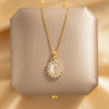 Wholesale Jewelry Titanium Steel Copper Opal Flower Pendant Necklace With Electroplating And Geometric Design For Women
