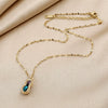 Wholesale Jewelry Titanium Steel Copper Peanut Shaped Sapphire Two Color Geometric Simple Design Necklace For Women