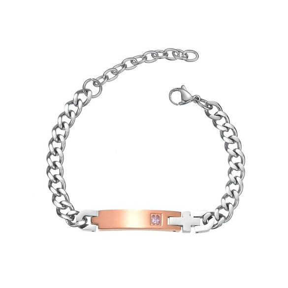 Wholesale Jewelry Titanium Steel Couple Bracelets Geometric Style With Letters Numbers Text Electroplating