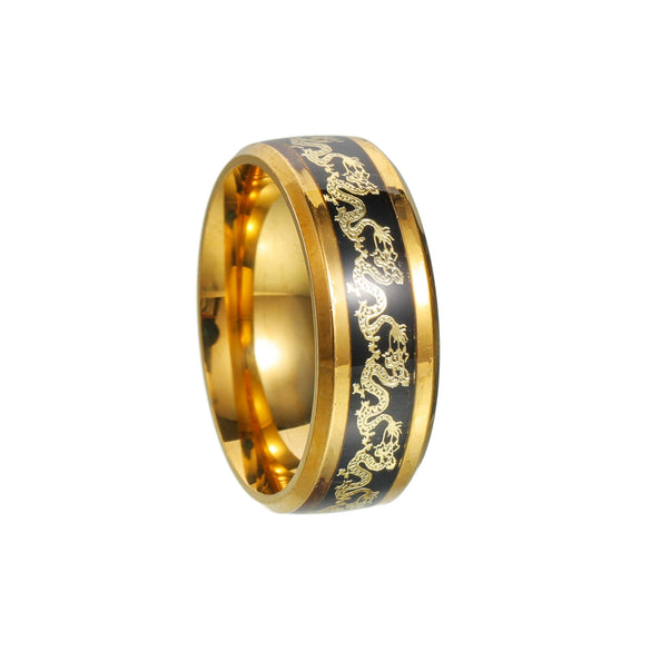Wholesale Jewelry Titanium Steel Couple Ring With Animal Zodiac Pattern Electroplated