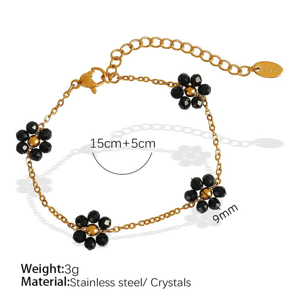 Wholesale Jewelry 316L Stainless Steel Crystal Flower Handmade Chain Necklace For Women