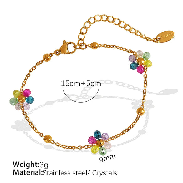 Wholesale Jewelry 316L Stainless Steel Crystal Flower Handmade Chain Necklace For Women