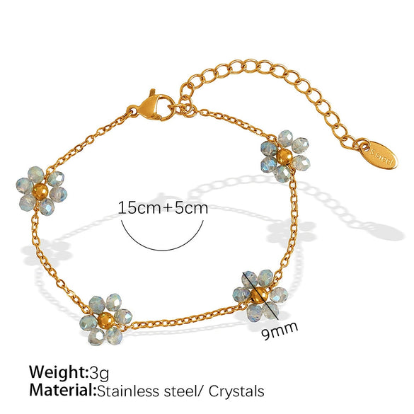 Wholesale Jewelry 316L Stainless Steel Crystal Flower Handmade Chain Necklace For Women