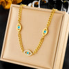 Wholesale Jewelry Titanium Steel Demon Eye Pendant Necklace Gold Plated