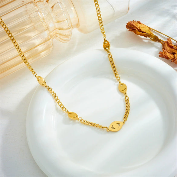 Wholesale Jewelry Titanium Steel Demon Eye Pendant Necklace Gold Plated