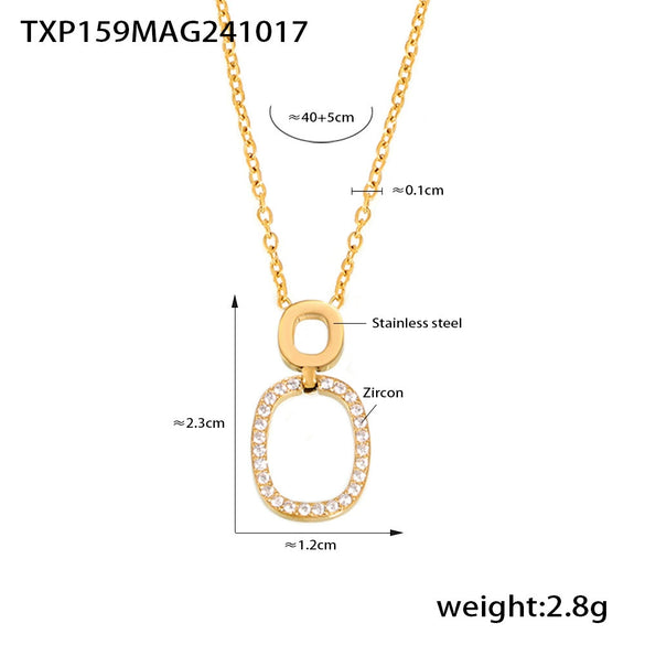 Wholesale Jewelry 316L Stainless Steel Double Ring Small Round Design Sense Necklace Bracelet Suit Electroplated For Women With Personality And Geometric Style