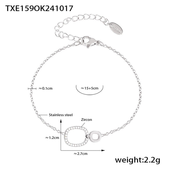 Wholesale Jewelry 316L Stainless Steel Double Ring Small Round Design Sense Necklace Bracelet Suit Electroplated For Women With Personality And Geometric Style