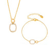 Wholesale Jewelry 316L Stainless Steel Double Ring Small Round Design Sense Necklace Bracelet Suit Electroplated For Women With Personality And Geometric Style