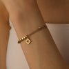 Wholesale Jewelry Titanium Steel Doublechain Square Fourleaf Flower Pendant Bracelet Electroplated Cartoon Style For Women