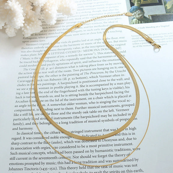 Wholesale Jewelry Titanium Steel Doublelayer Blade Chain Geometric Style 18K Gold Plated Necklace For Women