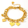 Wholesale Jewelry Titanium Steel Doublelayer Peach Heart Bracelet For Women Cartoon Style Electroplated