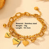 Wholesale Jewelry Titanium Steel Doublelayer Peach Heart Bracelet For Women Cartoon Style Electroplated