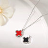 Wholesale Jewelry Titanium Steel Doublesided Flower Clover Fritillary Gold Inlaid Pendant Necklace For Women