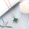 Wholesale Jewelry Titanium Steel Doublesided Flower Clover Fritillary Gold Inlaid Pendant Necklace For Women